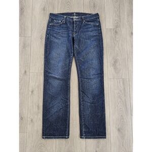 7 For All Mankind Josefina Skinny Boyfriend Jeans 31 Dark Wash Stretch Denim